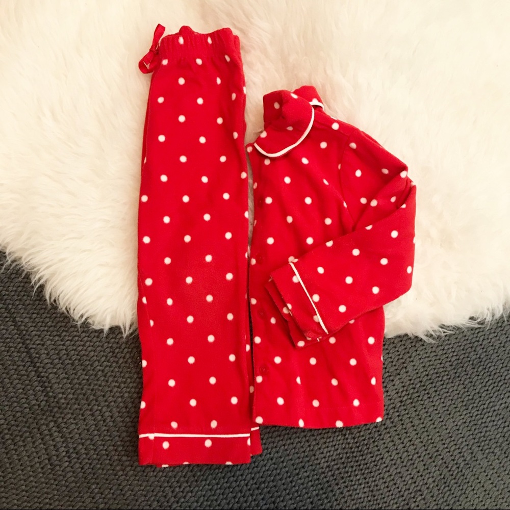 Baby Gap Red & White Fleece Polka-Dot Pajama Set